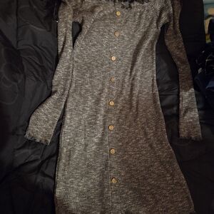 Society Gray Long Sleeve Knit Dress